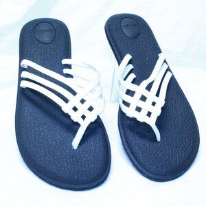 Sanuk Size 11 White Yoga Sandy Criss Cross Strap Flip Flop Thong Sandals 1103940